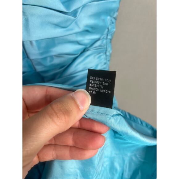 Vintage 90’s Betsey Johnson Evening Strapless Dress Sz 4 Cocktail Blue Mermaid - Picture 5 of 16